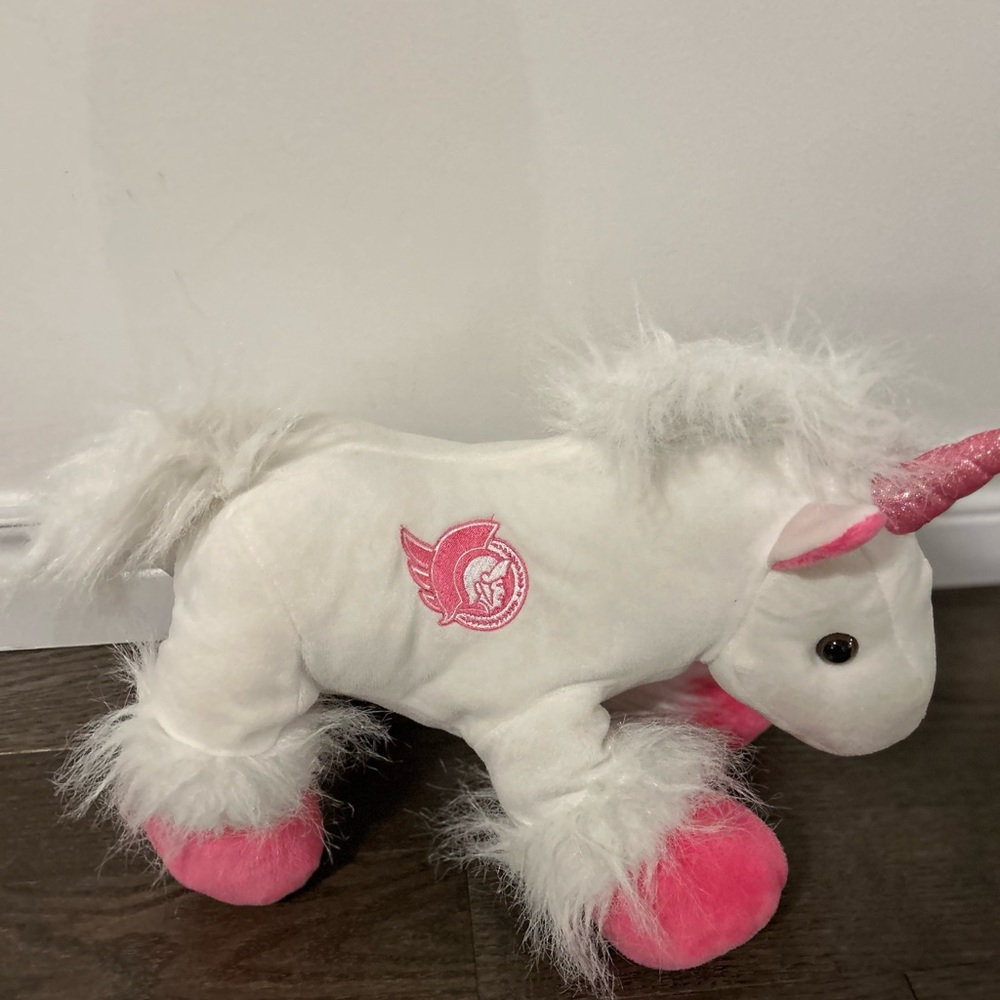 NHL OTTAWA SENATORS Pink and White Stuffed Unicorn